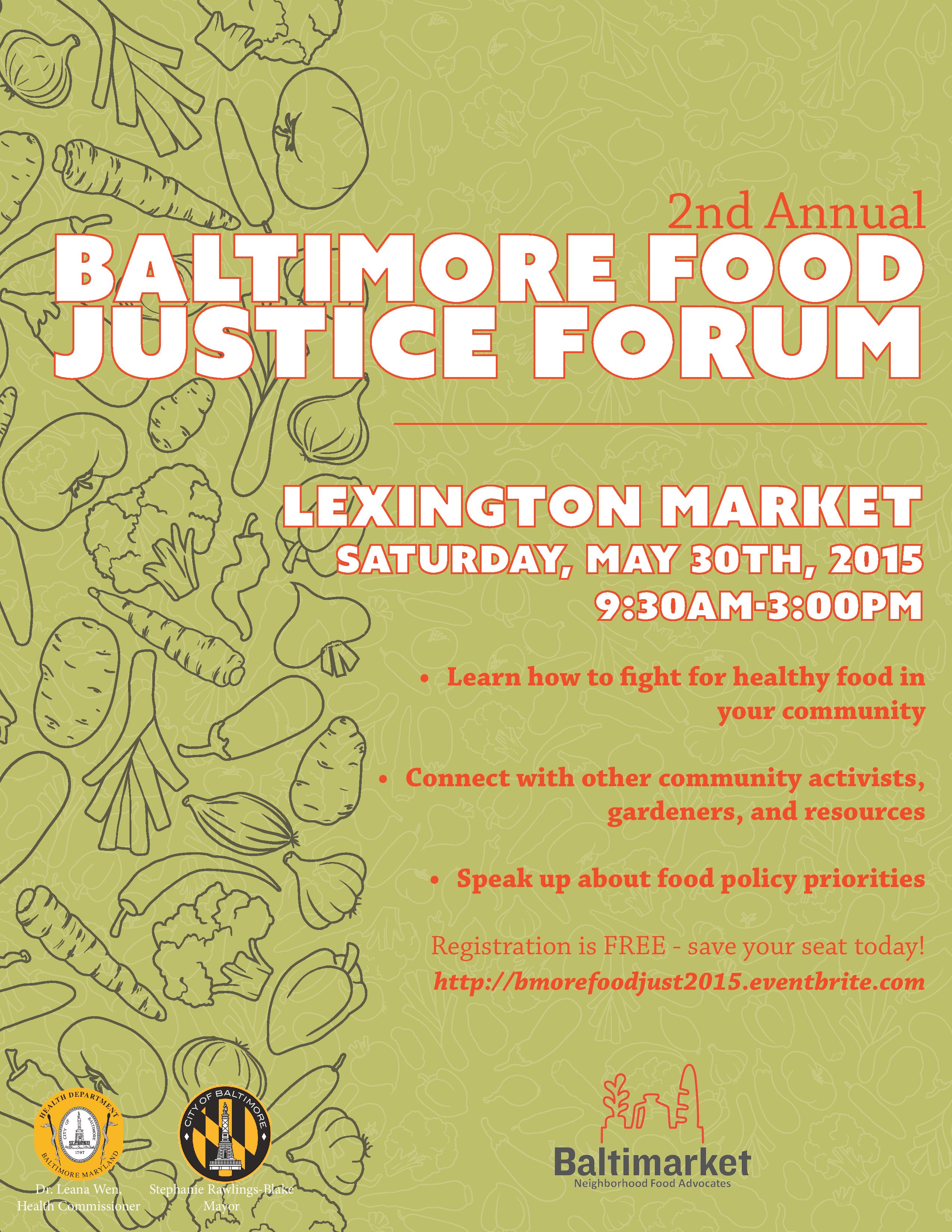 Baltimore Food Justice Forum Flyer